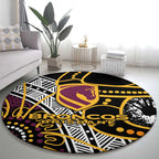 Brisbane Broncos Round Carpet Australian Aboriginal Dot Painting Handprint