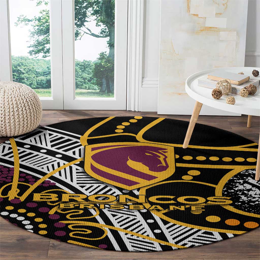 Brisbane Broncos Round Carpet Australian Aboriginal Dot Painting Handprint