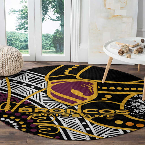 Brisbane Broncos Round Carpet Australian Aboriginal Dot Painting Handprint