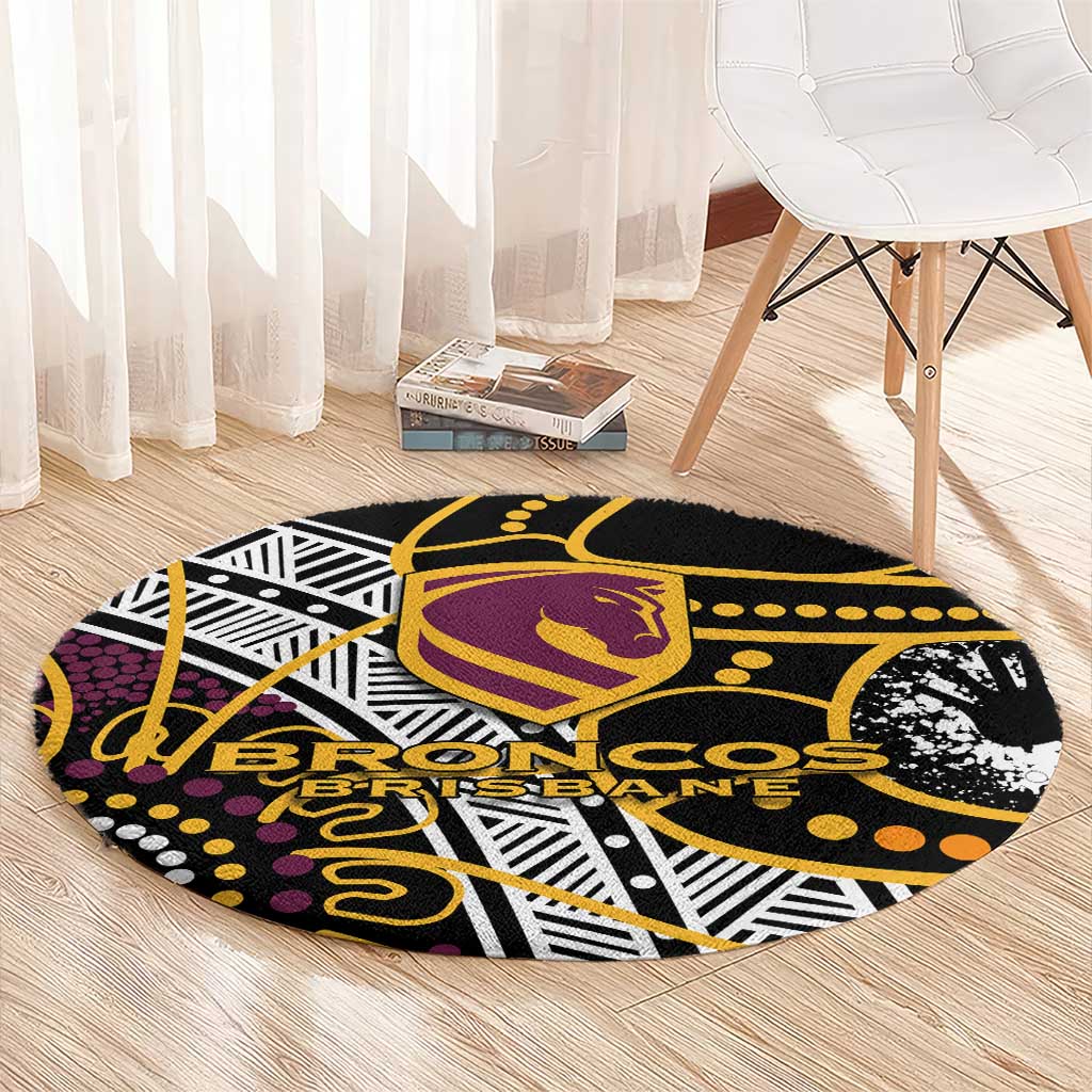 Brisbane Broncos Round Carpet Australian Aboriginal Dot Painting Handprint