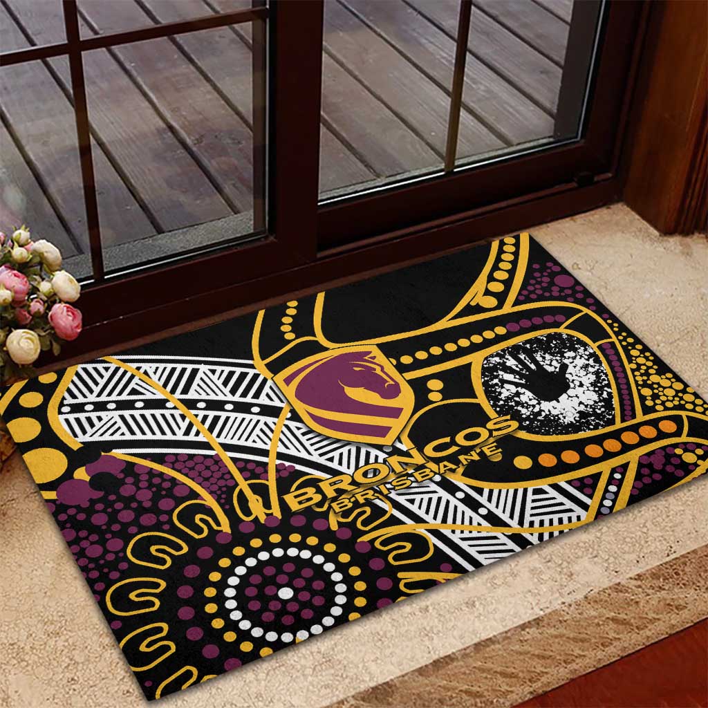 Brisbane Broncos Rubber Doormat Australian Aboriginal Dot Painting Handprint