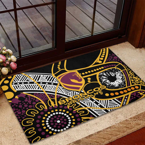 Brisbane Broncos Rubber Doormat Australian Aboriginal Dot Painting Handprint