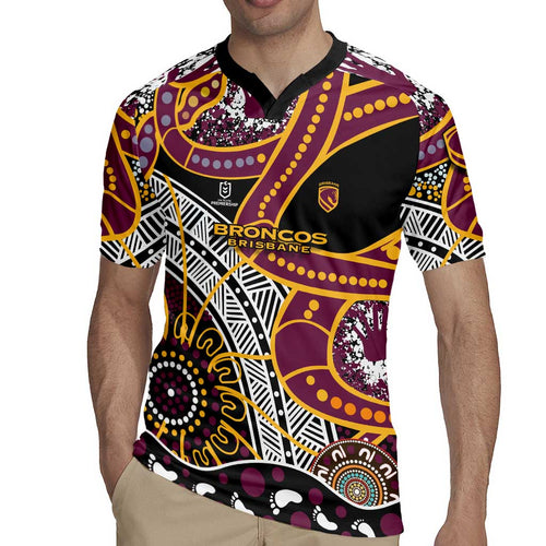 Brisbane Broncos Rugby Jersey Australian Aboriginal Dot Painting Handprint