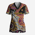 Brisbane Broncos Scrub Top Australian Aboriginal Dot Painting Handprint