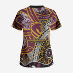 Brisbane Broncos Scrub Top Australian Aboriginal Dot Painting Handprint