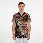 Brisbane Broncos Scrub Top Australian Aboriginal Dot Painting Handprint