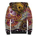 Brisbane Broncos Sherpa Hoodie Australian Aboriginal Dot Painting Handprint