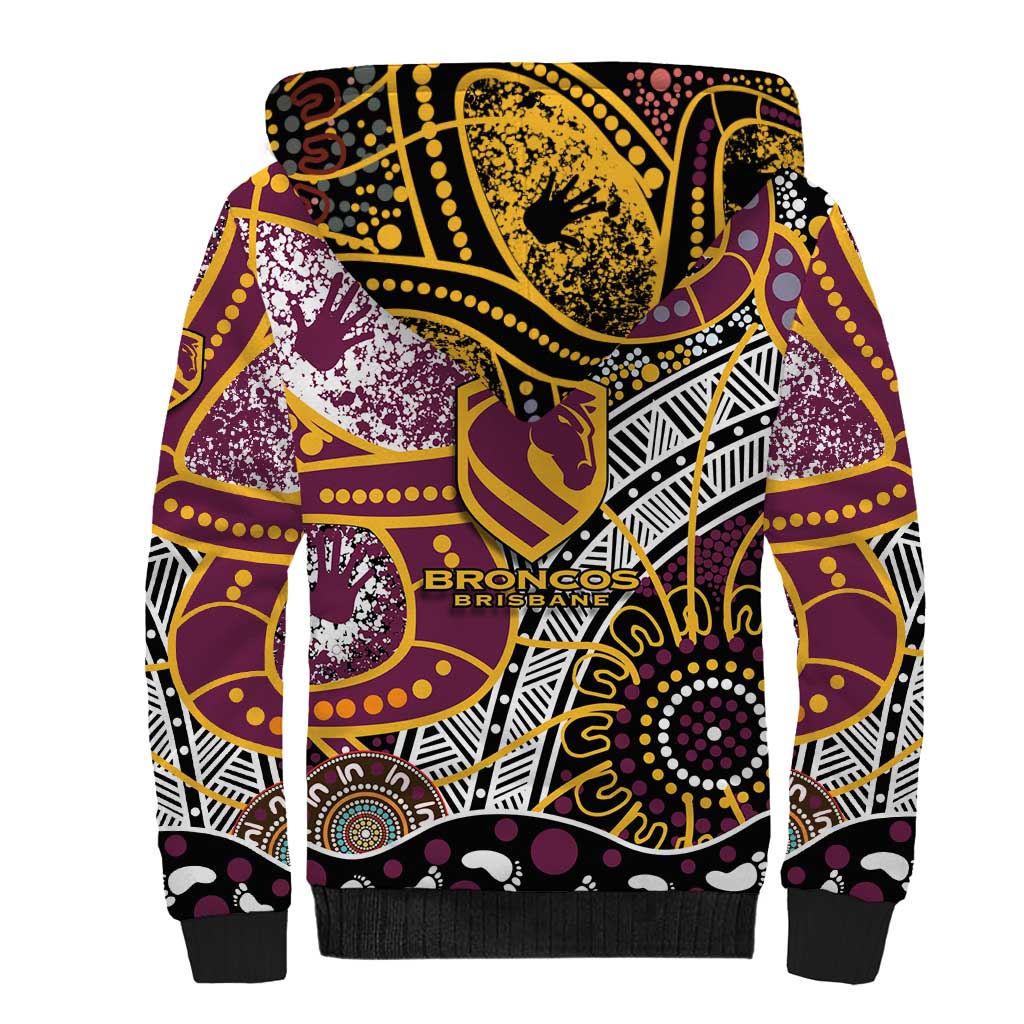 Brisbane Broncos Sherpa Hoodie Australian Aboriginal Dot Painting Handprint