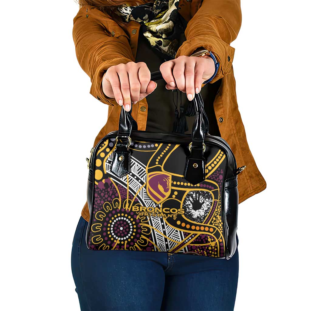 Brisbane Broncos Shoulder Handbag Australian Aboriginal Dot Painting Handprint