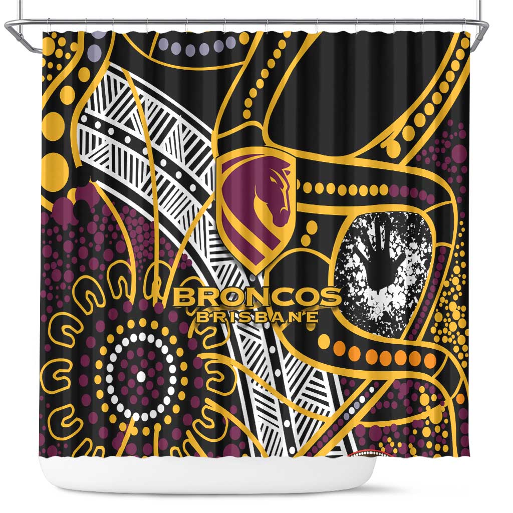 Brisbane Broncos Shower Curtain Australian Aboriginal Dot Painting Handprint