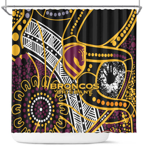 Brisbane Broncos Shower Curtain Australian Aboriginal Dot Painting Handprint