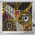 Brisbane Broncos Shower Curtain Australian Aboriginal Dot Painting Handprint