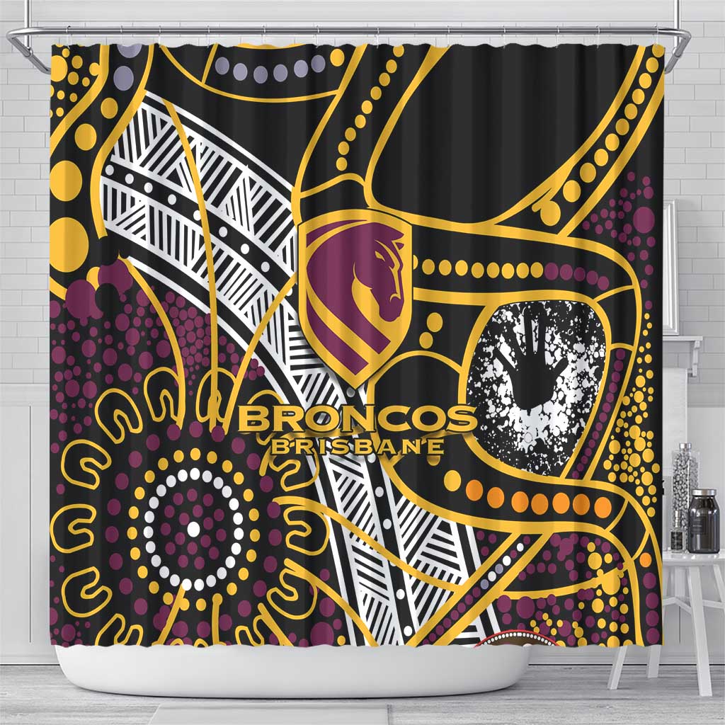 Brisbane Broncos Shower Curtain Australian Aboriginal Dot Painting Handprint