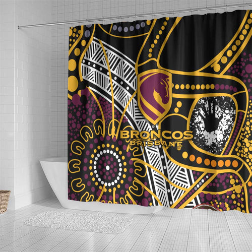 Brisbane Broncos Shower Curtain Australian Aboriginal Dot Painting Handprint