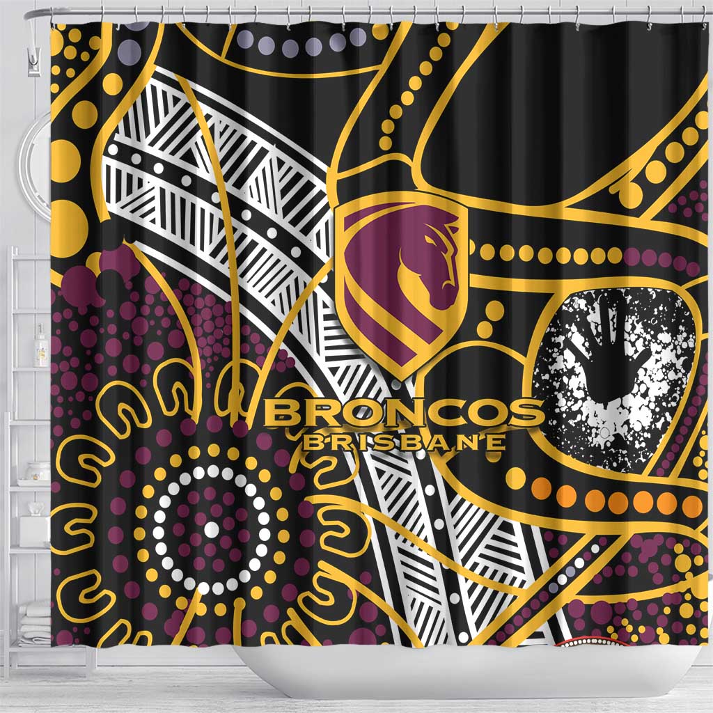 Brisbane Broncos Shower Curtain Australian Aboriginal Dot Painting Handprint