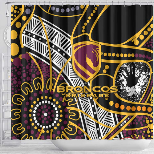 Brisbane Broncos Shower Curtain Australian Aboriginal Dot Painting Handprint