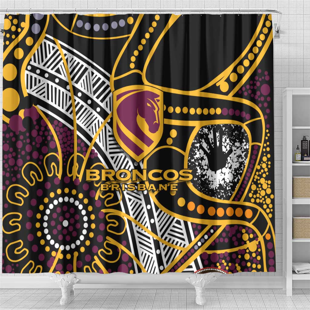 Brisbane Broncos Shower Curtain Australian Aboriginal Dot Painting Handprint
