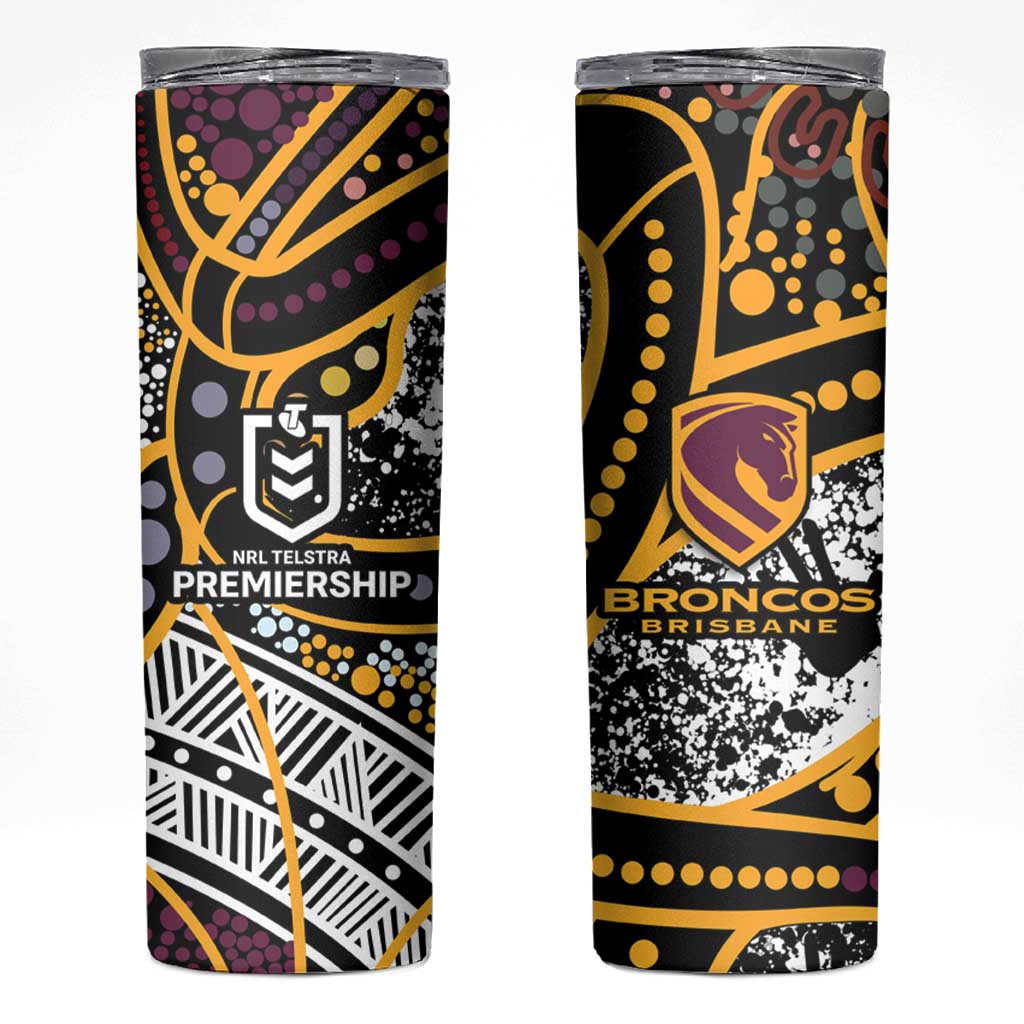 Brisbane Broncos Skinny Tumbler Australian Aboriginal Dot Painting Handprint