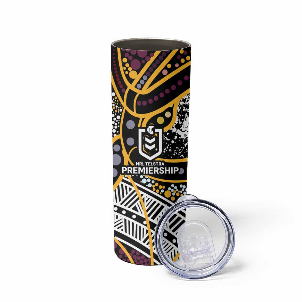 Brisbane Broncos Skinny Tumbler Australian Aboriginal Dot Painting Handprint