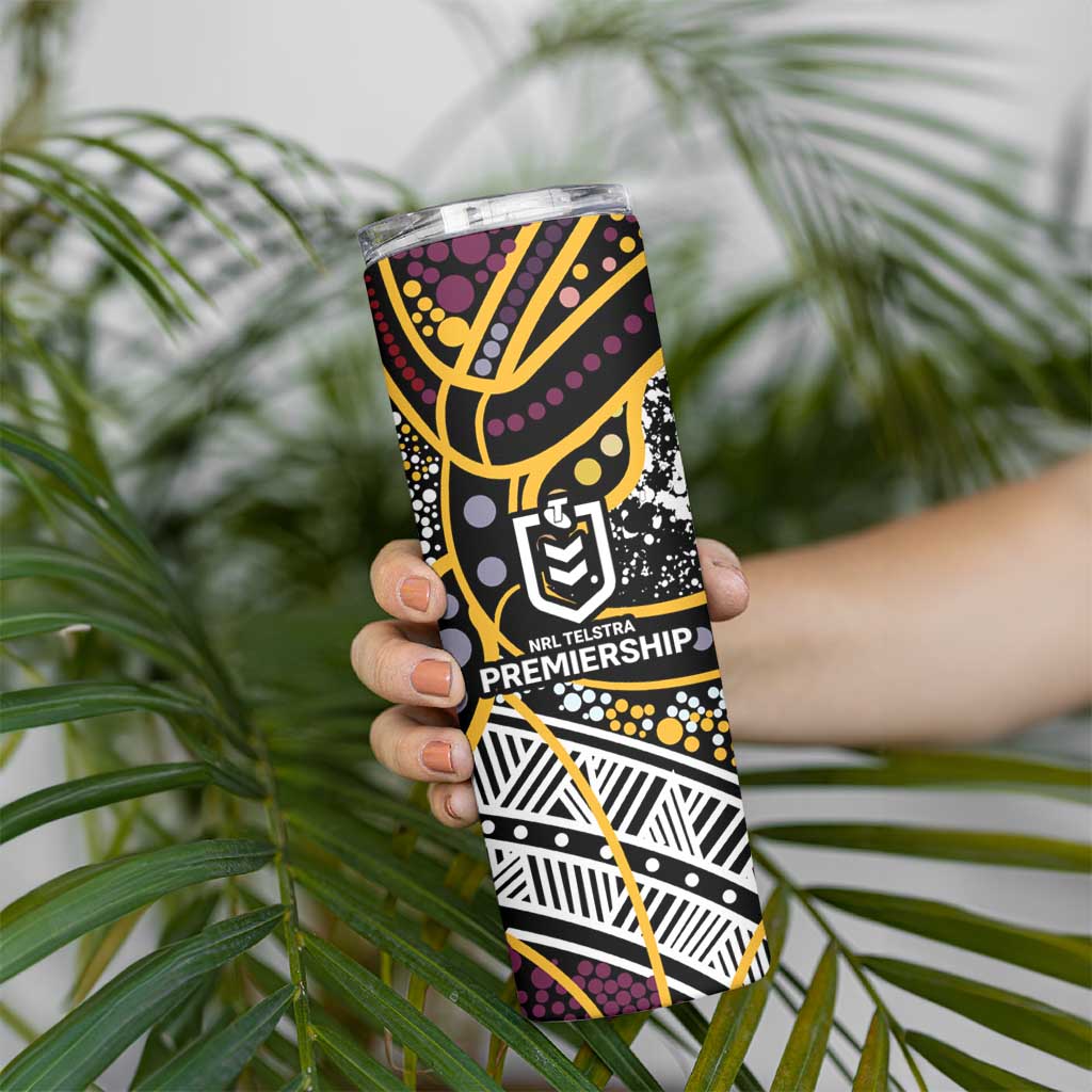Brisbane Broncos Skinny Tumbler Australian Aboriginal Dot Painting Handprint