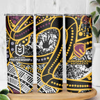 Brisbane Broncos Skinny Tumbler Australian Aboriginal Dot Painting Handprint