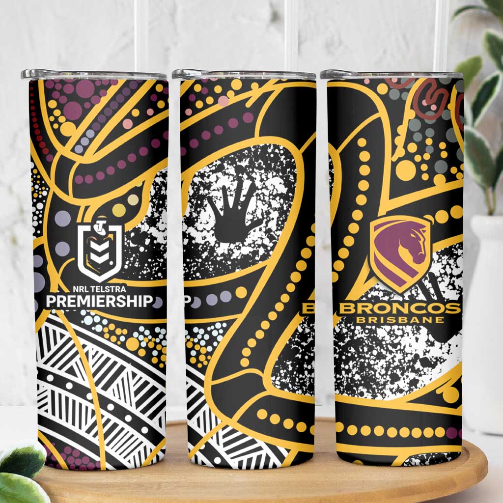 Brisbane Broncos Skinny Tumbler Australian Aboriginal Dot Painting Handprint