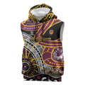Brisbane Broncos Sleeveless Hoodie Australian Aboriginal Dot Painting Handprint