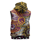 Brisbane Broncos Sleeveless Hoodie Australian Aboriginal Dot Painting Handprint