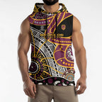 Brisbane Broncos Sleeveless Hoodie Australian Aboriginal Dot Painting Handprint