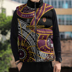 Brisbane Broncos Sleeveless Puffer Jacket Australian Aboriginal Dot Painting Handprint
