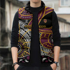 Brisbane Broncos Sleeveless Puffer Jacket Australian Aboriginal Dot Painting Handprint