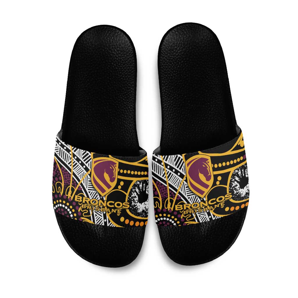 Brisbane Broncos Slide Sandals Australian Aboriginal Dot Painting Handprint