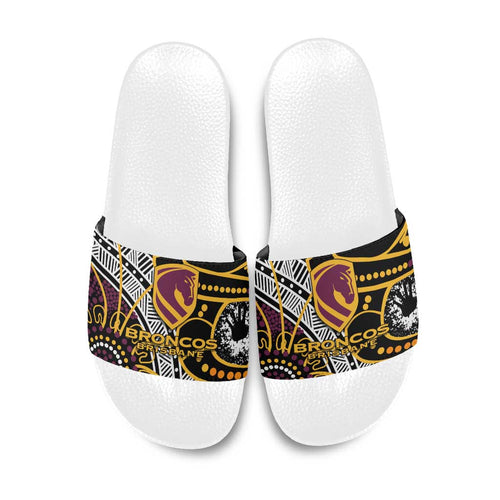 Brisbane Broncos Slide Sandals Australian Aboriginal Dot Painting Handprint