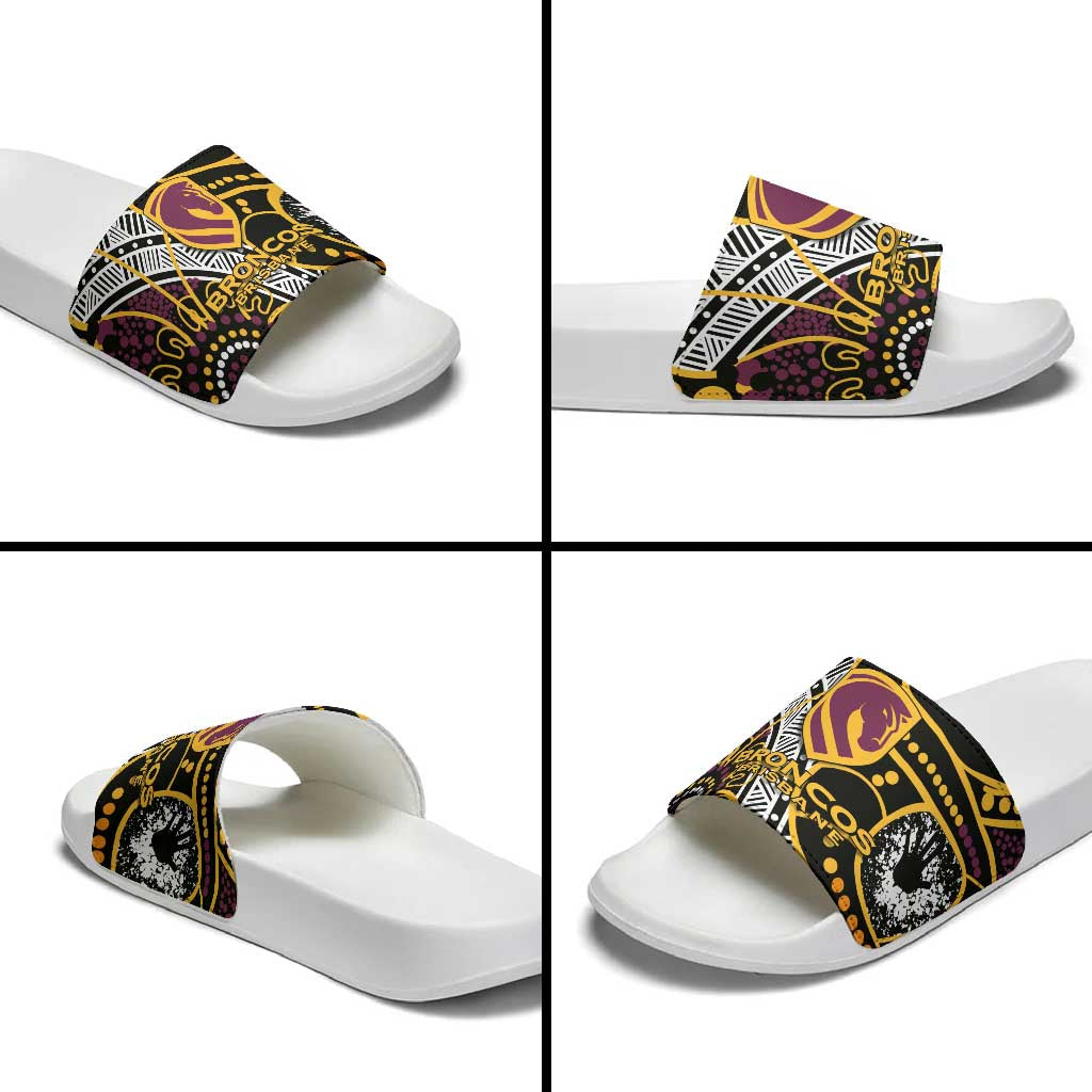 Brisbane Broncos Slide Sandals Australian Aboriginal Dot Painting Handprint