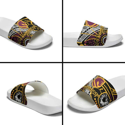 Brisbane Broncos Slide Sandals Australian Aboriginal Dot Painting Handprint