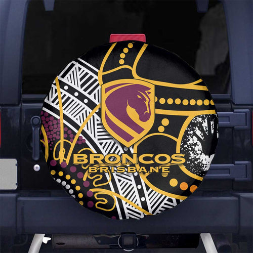 Brisbane Broncos Spare Tire Cover Australian Aboriginal Dot Painting Handprint