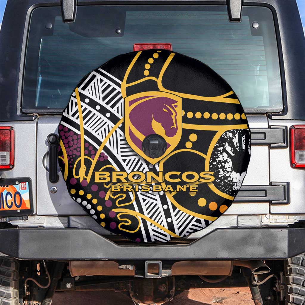 Brisbane Broncos Spare Tire Cover Australian Aboriginal Dot Painting Handprint