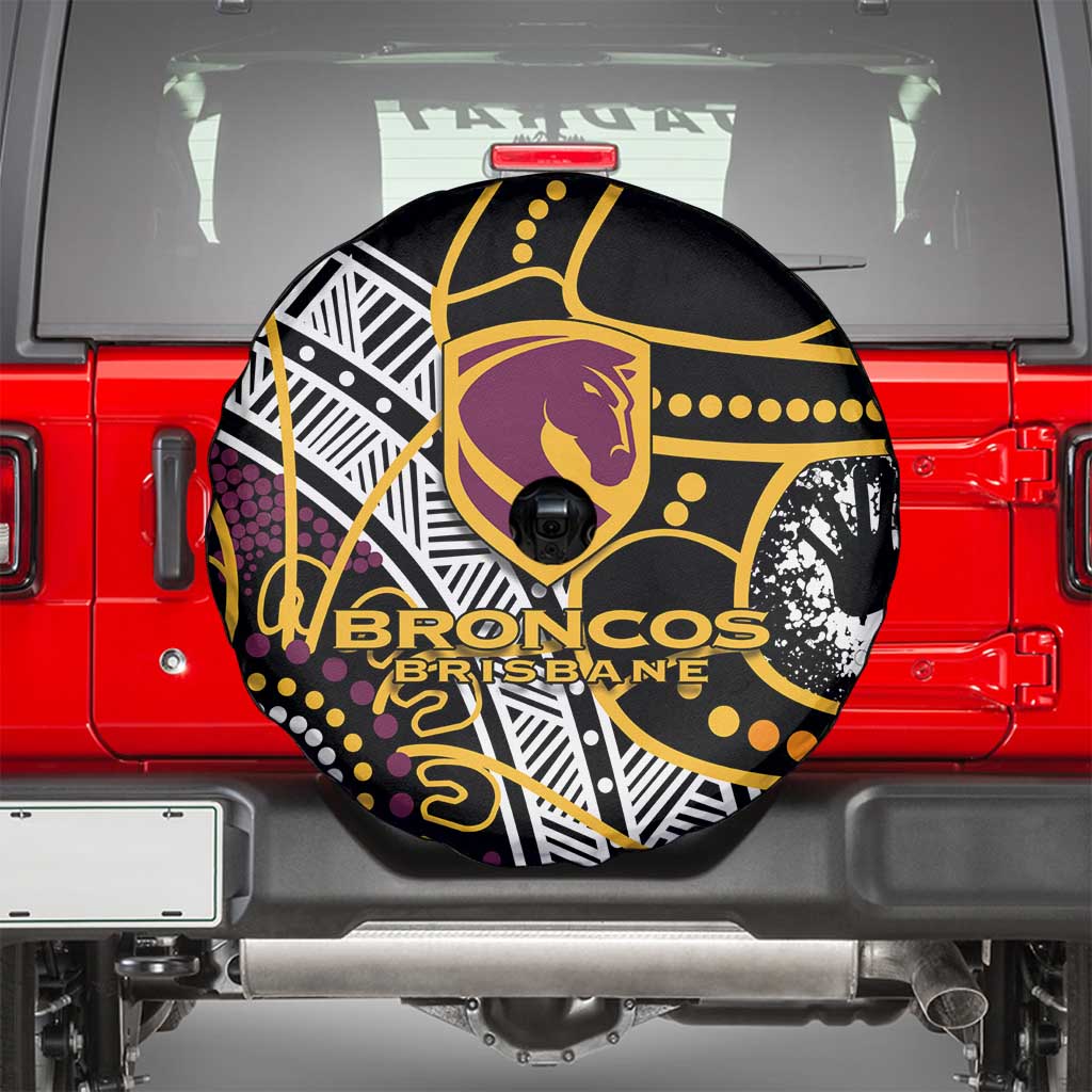 Brisbane Broncos Spare Tire Cover Australian Aboriginal Dot Painting Handprint