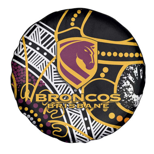 Brisbane Broncos Spare Tire Cover Australian Aboriginal Dot Painting Handprint