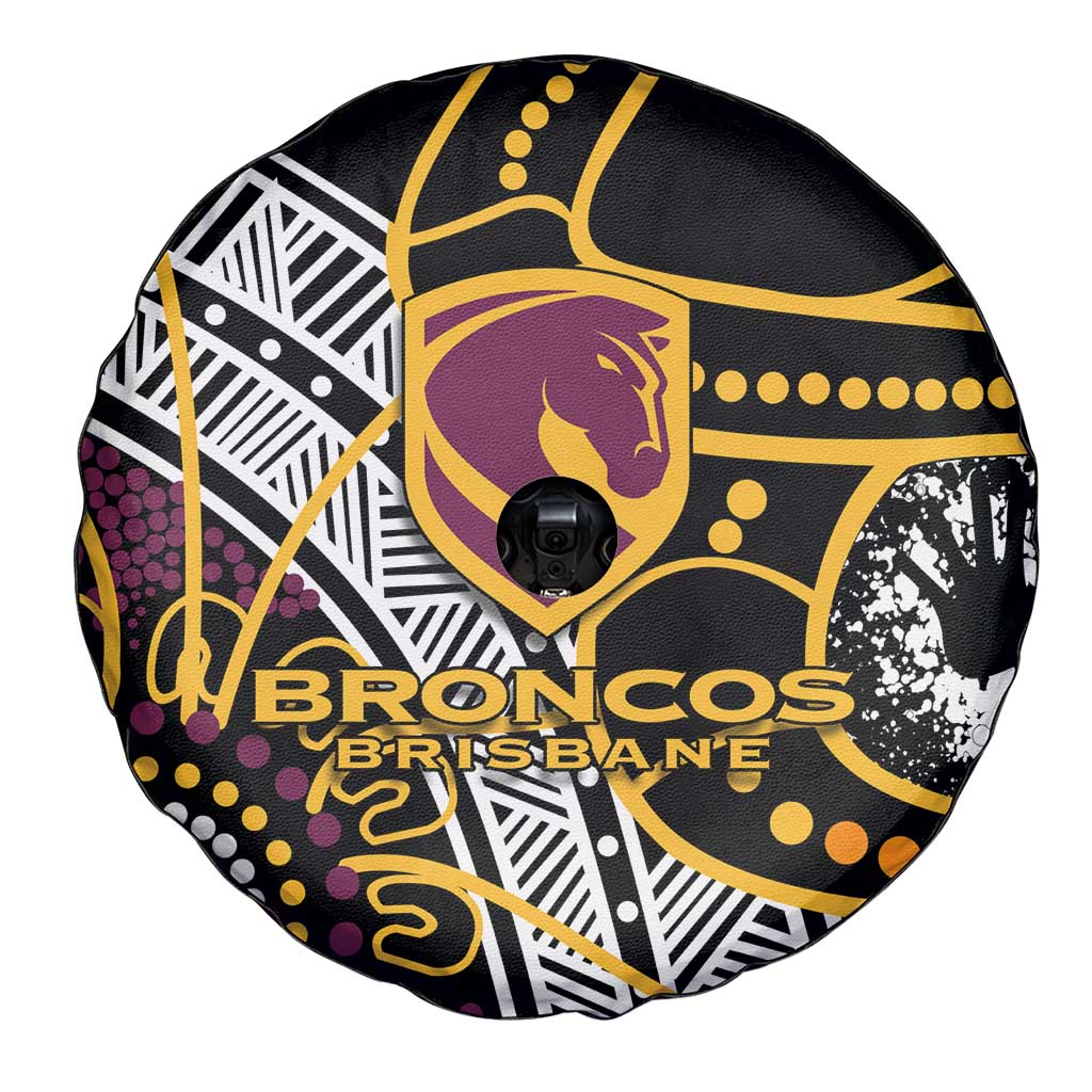 Brisbane Broncos Spare Tire Cover Australian Aboriginal Dot Painting Handprint
