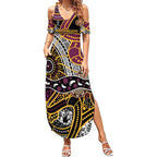 Brisbane Broncos Summer Maxi Dress Australian Aboriginal Dot Painting Handprint