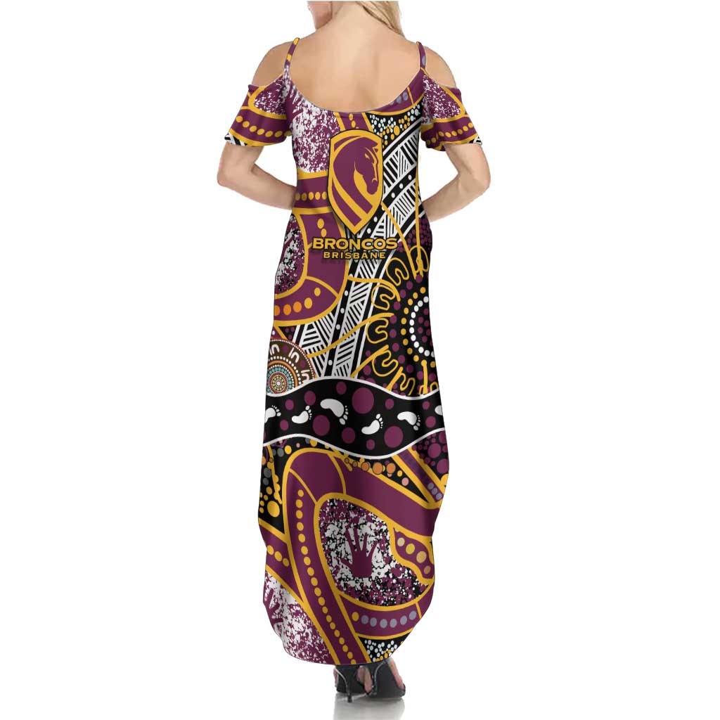 Brisbane Broncos Summer Maxi Dress Australian Aboriginal Dot Painting Handprint