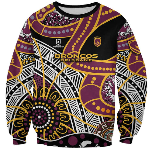 Brisbane Broncos Sweatshirt Australian Aboriginal Dot Painting Handprint
