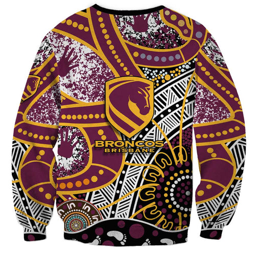 Brisbane Broncos Sweatshirt Australian Aboriginal Dot Painting Handprint