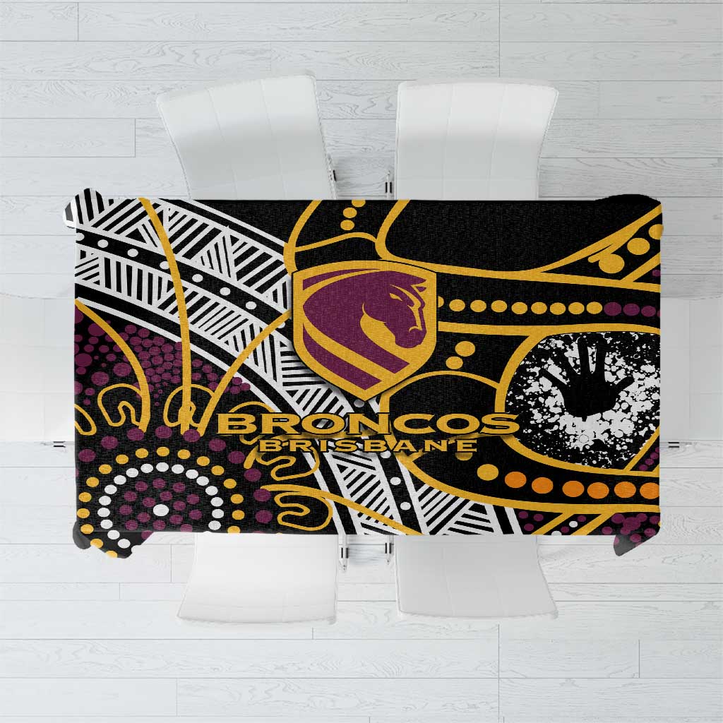 Brisbane Broncos Tablecloth Australian Aboriginal Dot Painting Handprint
