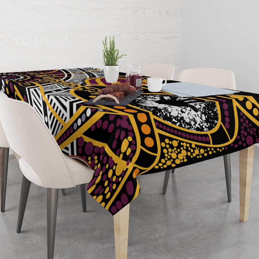 Brisbane Broncos Tablecloth Australian Aboriginal Dot Painting Handprint