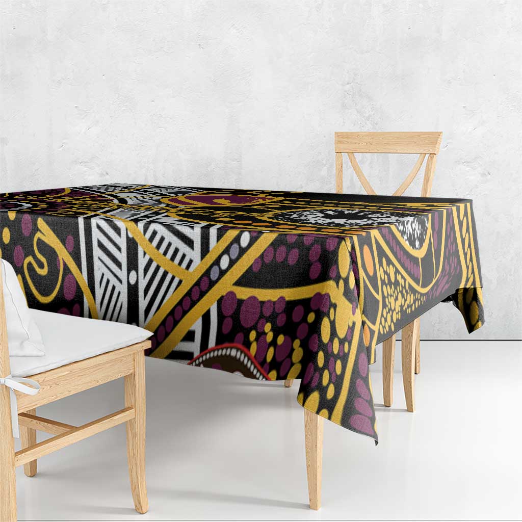 Brisbane Broncos Tablecloth Australian Aboriginal Dot Painting Handprint