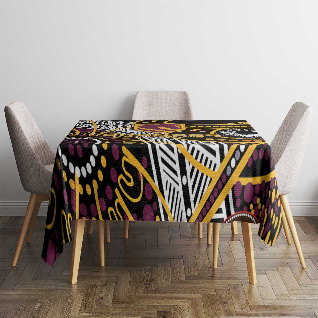 Brisbane Broncos Tablecloth Australian Aboriginal Dot Painting Handprint