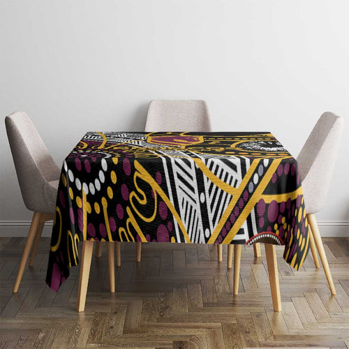 Brisbane Broncos Tablecloth Australian Aboriginal Dot Painting Handprint