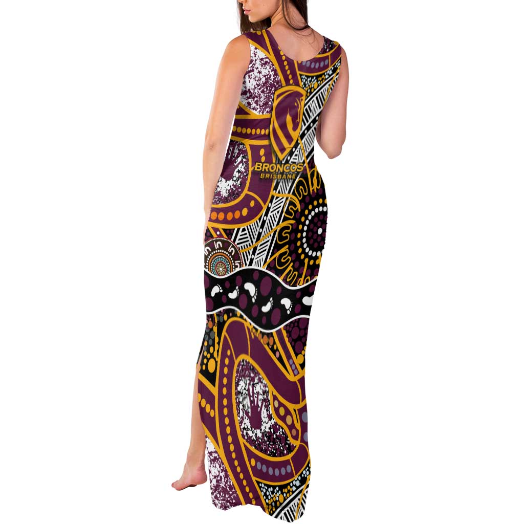 Brisbane Broncos Tank Maxi Dress Australian Aboriginal Dot Painting Handprint